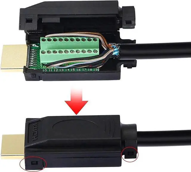 Alt view image 3 of 7 - 2 Pack Solderless HDMI Adapter Gold Plated Breakout Board Terminal Connector with Plastic Cover & Screwdriver