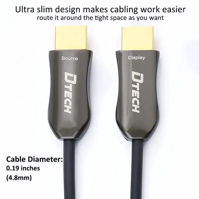 Alt view image 5 of 7 - Ultra Slim 150Ft/46M Fiber Optic HDMI 2.0 Cable 18Gbps 4K@60Hz, In-Wall Rated for Projector, Laptop, PC, Monitor, TV, Camera