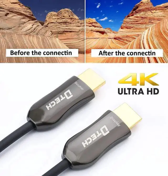 Alt view image 2 of 7 - Ultra Slim 150Ft/46M Fiber Optic HDMI 2.0 Cable 18Gbps 4K@60Hz, In-Wall Rated for Projector, Laptop, PC, Monitor, TV, Camera