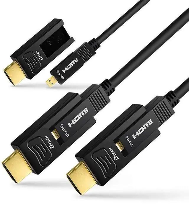Main image of 25FT/8M Fiber Optic HDMI Cable 4K@60Hz YUV 4:4:4 18Gbps Ultra HD, Micro HDMI to Standard HDMI Dual-Connector Cord for TV, Projector, Computer, Monitor