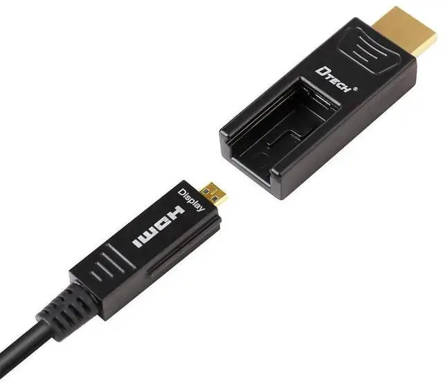 Alt view image 5 of 7 - 25FT/8M Fiber Optic HDMI Cable 4K@60Hz YUV 4:4:4 18Gbps Ultra HD, Micro HDMI to Standard HDMI Dual-Connector Cord for TV, Projector, Computer, Monitor