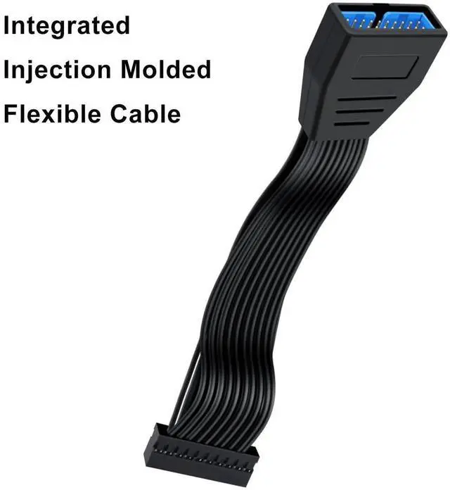 Alt view image 2 of 6 - USB 3.0 19/20 Pin Motherboard Internal Extension Cable, 5.9 Inch / 15cm Header Adapter Cord, High Speed Transmission Desktop PC Chassis Internal Wiring Cable