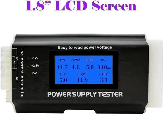 Alt view image 5 of 6 - ATX PC Power Supply Tester with 1.8 Inch LCD Screen, Aluminum Alloy Housing, 20/24 Pin PSU Diagnostic Tool, Compatible with ATX ITX IDE HDD SATA BYI Connector, Multifunctional Computer Power Supply Vo
