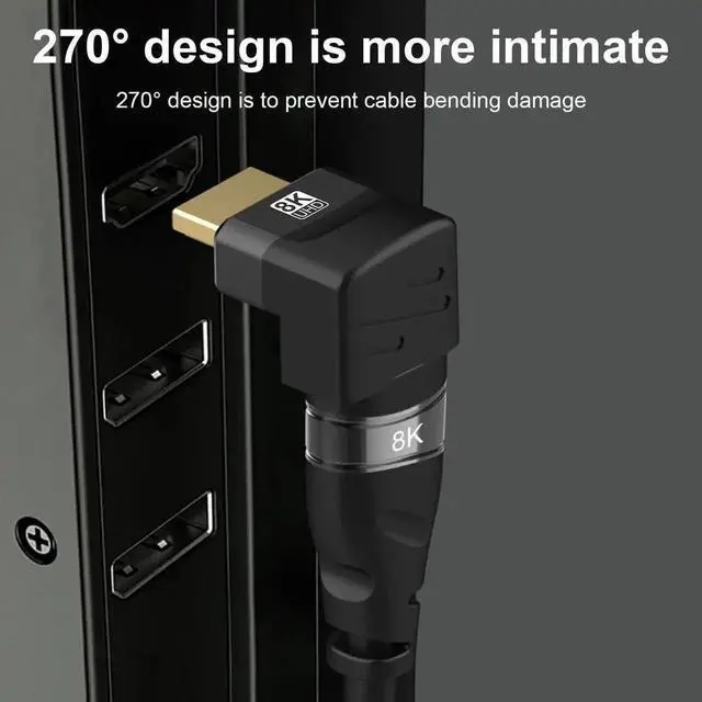 Alt view image 4 of 7 - 2-Pack 90° & 270° HDMI 2.1 Right Angle Adapter, Gold-Plated 8K High Speed Male to Female Connector, 48Gbps Support 8K@60Hz 4K@120Hz HDR, Compact HDMI Angle Extender for HDTV, Laptop, PS5, Xbox, Switch