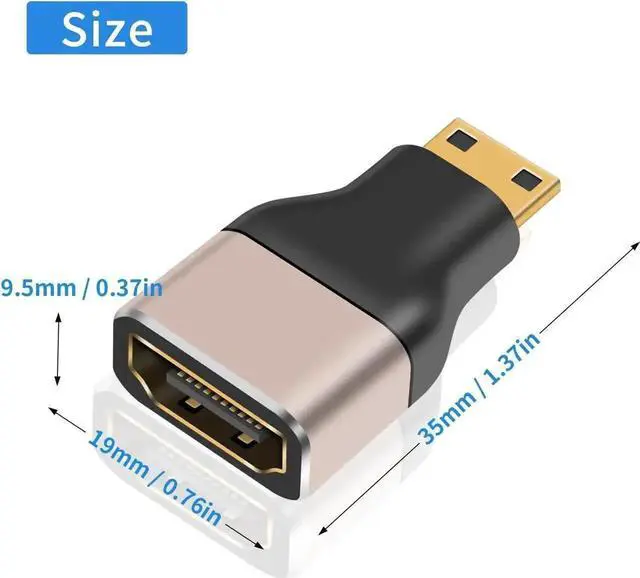 Alt view image 7 of 7 - 2 Pack 8K Mini HDMI to HDMI Adapter, 48Gbps HDMI 2.1 High Speed Connector, Support 8K@60Hz, 4K@120Hz, 3D & ARC, Durable Metal & PVC Housing, Compatible with Camera, Laptop, Projector, TV and Gaming De