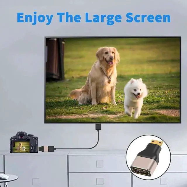 Alt view image 2 of 7 - 2 Pack 8K Mini HDMI to HDMI Adapter, 48Gbps HDMI 2.1 High Speed Connector, Support 8K@60Hz, 4K@120Hz, 3D & ARC, Durable Metal & PVC Housing, Compatible with Camera, Laptop, Projector, TV and Gaming De
