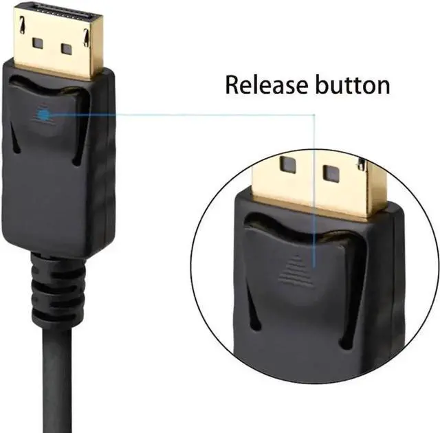 Alt view image 3 of 5 - 3.3ft DisplayPort to DisplayPort Cable, Male to Male DP High-Definition Cord, 4K Ultra HD Video Transmission Cable for Computer, Monitor, Graphics Card, PC and Gaming Display