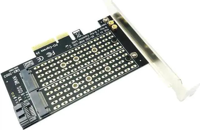Alt view image 2 of 7 - PCIe to M.2 Adapter Card, M Key+B Key Dual Protocol PCI-E M.2 Converter, NVME & SATA M.2 SSD Expansion Card for Desktop PC Storage Upgrade