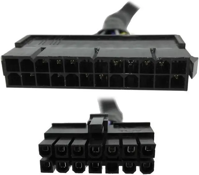 Alt view image 4 of 4 - 12 Inch 30cm 24 Pin to 14 Pin ATX Power Adapter Cable, Black Braided Sleeved Main PSU Conversion Cord Compatible with Lenovo IBM Desktop PC and Server
