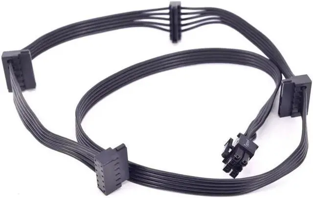 Alt view image 2 of 3 - PCIe 6Pin Male to 4 SATA 15Pin Power Cable, 1 to 4 SATA Splitter Mining Power Cord Compatible with Corsair RM HX AXi Series PSU