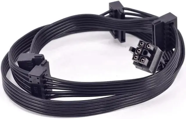 Alt view image 2 of 3 - 6Pin Male to 4 SATA 15Pin PCIe Power Cable, 1 to 4 SATA Mining GPU Power Supply Cable Compatible with RMX RMi SF CS CX HXi TX Series Modular PSU