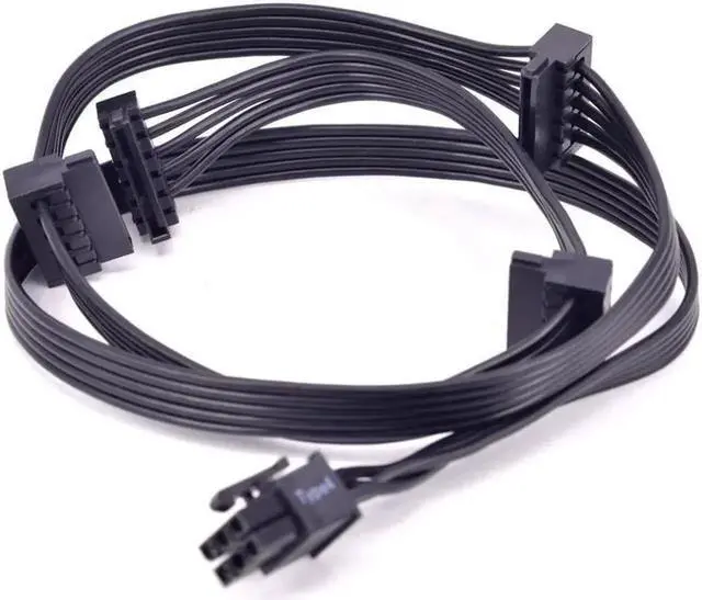 Alt view image 3 of 3 - 6Pin Male to 4 SATA 15Pin PCIe Power Cable, 1 to 4 SATA Mining GPU Power Supply Cable Compatible with RMX RMi SF CS CX HXi TX Series Modular PSU