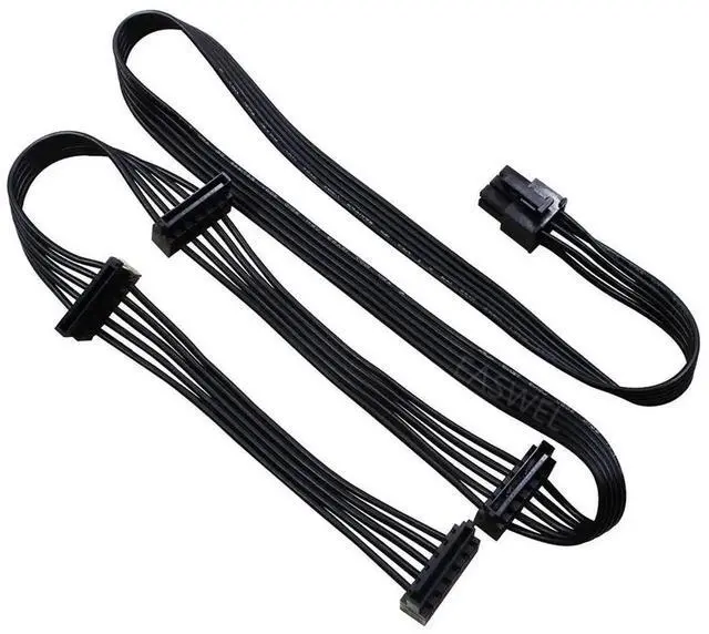 Alt view image 6 of 6 - PCI-e 6Pin Male to 4 SATA 15Pin Power Cable, 1 to 4 SATA Port Multiplier Power Supply Cable Compatible with Corsair RMx Series RM550x RM650x RM750x RM850x RM1000x Modular PSU