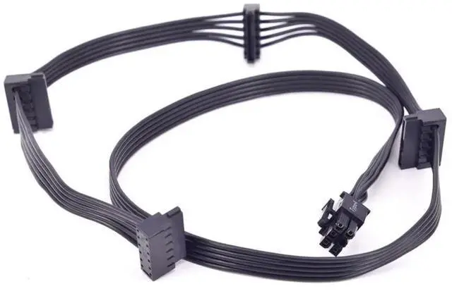 Alt view image 3 of 6 - PCI-e 6Pin Male to 4 SATA 15Pin Power Cable, 1 to 4 SATA Port Multiplier Power Supply Cable Compatible with Corsair RMx Series RM550x RM650x RM750x RM850x RM1000x Modular PSU