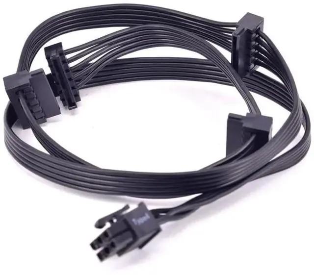 Alt view image 4 of 6 - PCI-e 6Pin Male to 4 SATA 15Pin Power Cable, 1 to 4 SATA Port Multiplier Power Supply Cable Compatible with Corsair RMx Series RM550x RM650x RM750x RM850x RM1000x Modular PSU