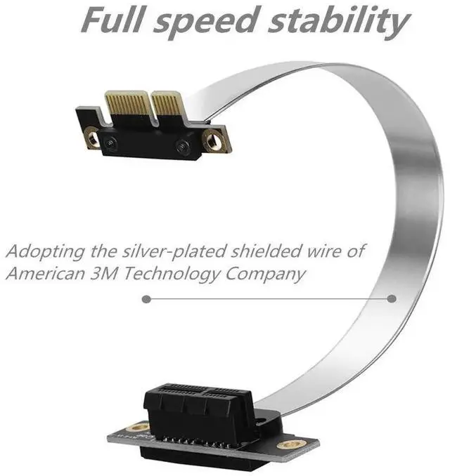 Alt view image 4 of 6 - PCIe 1X Expander Extension Cable, 10cm Silver-Plated Shielded Foldable PCI Express 1X Extension Cord, Full Speed Lossless Stable Signal Transmission