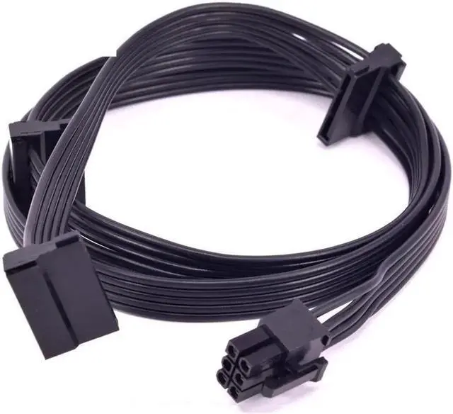 Main image of PCI-e 6Pin Male to 3 SATA 15Pin Power Supply Cable, 1 to 3 SATA Splitter Cord Compatible with Corsair CS CX HX RM Series Modular PSU