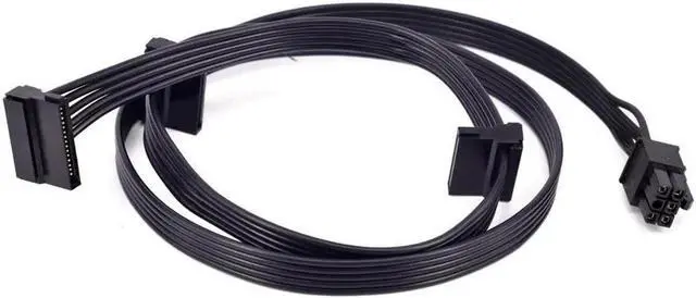 Alt view image 2 of 4 - PCI-e 6Pin Male to 3 SATA 15Pin Power Supply Cable, 1 to 3 SATA Splitter Cord Compatible with Corsair CS CX HX RM Series Modular PSU