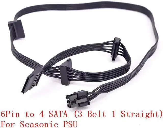 Main image of PCIe 6Pin to 4 SATA Power Cable, 3 Right Angle & 1 Straight SATA 15Pin Modular Splitter Cord, Compatible with Seasonic KM3, M12II Evo, Snow Silent, FOCUS PLUS Gold PSU