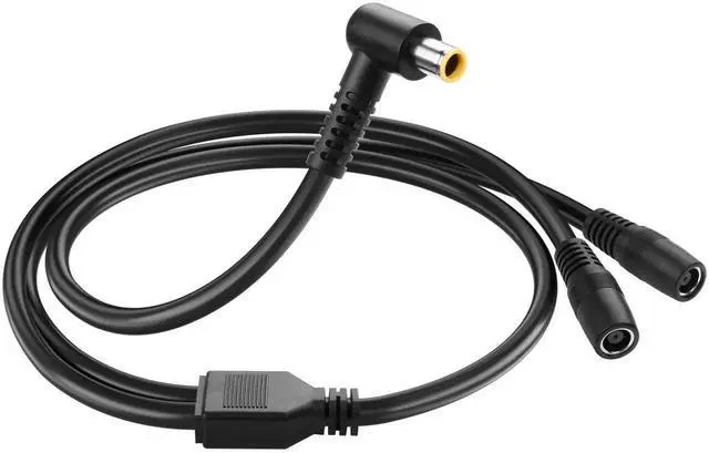 Main image of 2Ft 14AWG DC7909 90 Degree Y Splitter Cable, DC 8mm 1 Male to 2 Female Right Angle Converter Cable for Solar Panel Power Connection