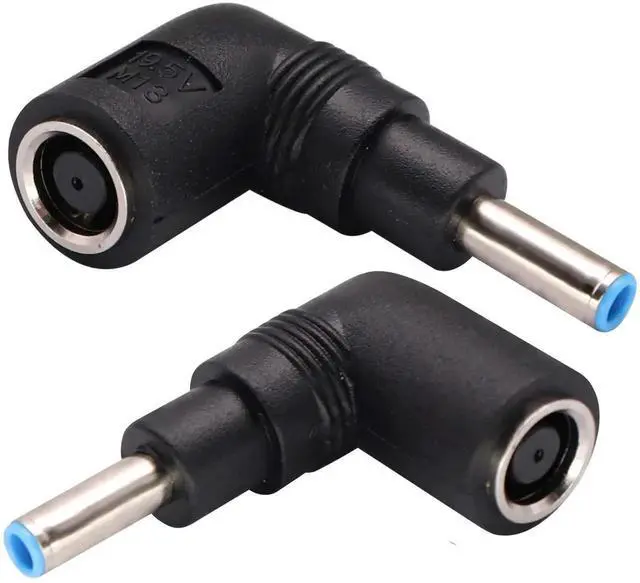Main image of 2 Pack 90 Degree DC Power Converter, 7.4x5.0mm Female to 4.5x3.0mm Male Laptop Charging Adapter, Right Angle DC Connector Replacement for HP Notebook Power Supply