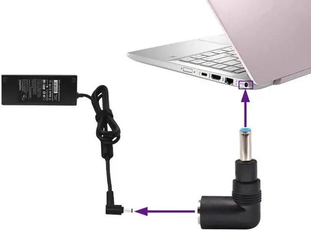 Alt view image 2 of 7 - 2 Pack 90 Degree DC Power Converter, 7.4x5.0mm Female to 4.5x3.0mm Male Laptop Charging Adapter, Right Angle DC Connector Replacement for HP Notebook Power Supply