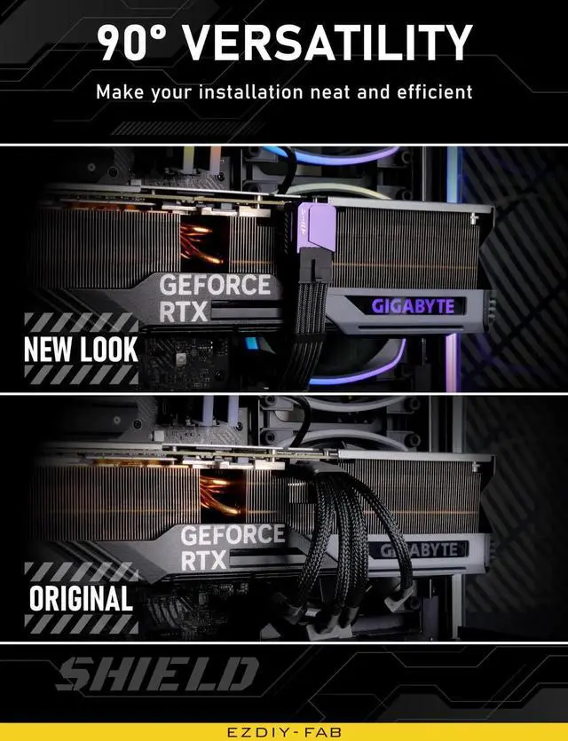 Alt view image 3 of 7 - 90 Degree Right Angle 12VHPWR Adapter, PCIe 5.0 12+4Pin 16Pin 12V-2x6 GPU Power Connector, 600W High Power STD Type Purple Converter, Compatible with RTX 3090Ti 4070Ti 4080 4090, 1 Pack