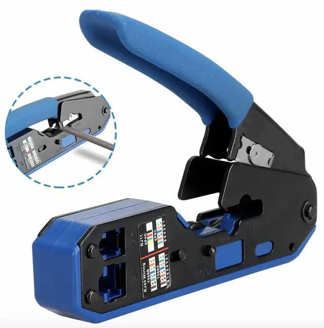 Main image of RJ45 Ethernet Crimping Tool Kit, Network Cable Crimper Plier with Wire Stripper for LAN Cat5 Cat6 Cable Wiring Installation