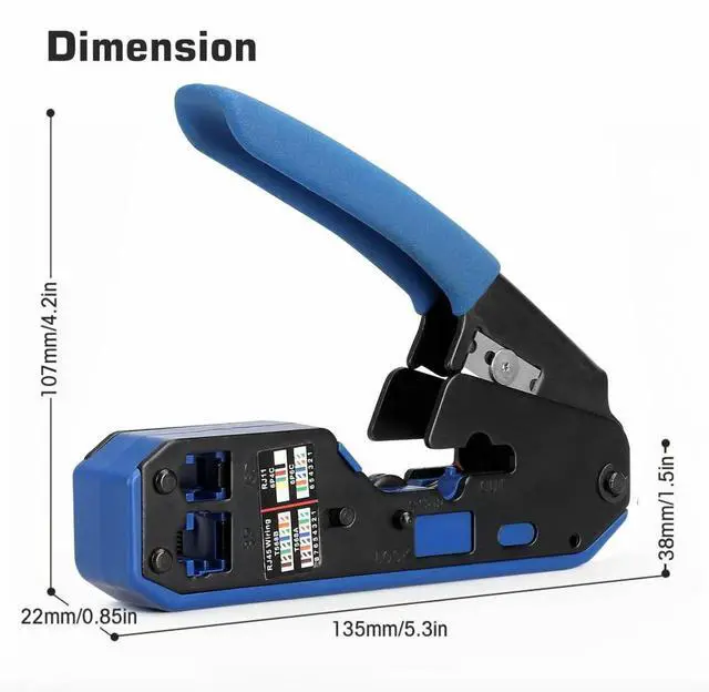 Alt view image 5 of 7 - RJ45 Ethernet Crimping Tool Kit, Network Cable Crimper Plier with Wire Stripper for LAN Cat5 Cat6 Cable Wiring Installation