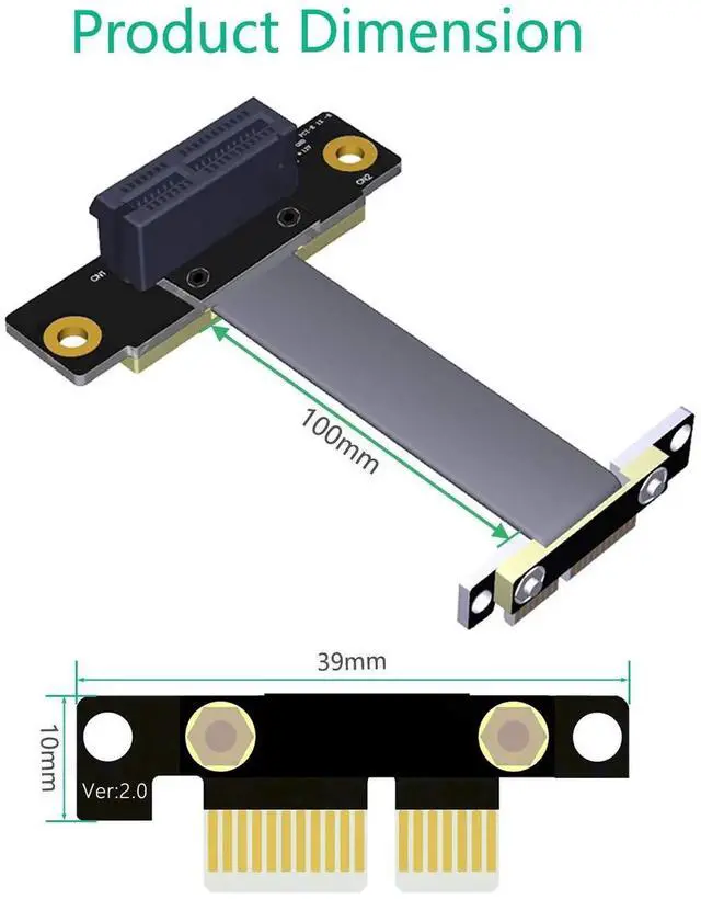 Alt view image 3 of 6 - High Quality PCI-e PCI Express 36Pin 1X Extension Cable, Dual Vertical 90 Degree Direction PCIe 1X Extension Cord