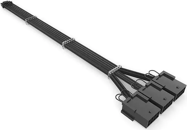 Main image of 12+4 Pin to 3×8PIN ATX 3.0 Extension Cable, Mixed Next-Gen PCI-E 5.0 Power Extension Adapter Kit, Black
