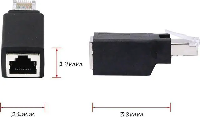 Alt view image 4 of 7 - 2Pcs RJ45 Crossover Adapter, Male to Female Ethernet Crossover Connector, Directly Connect Two Computers via Standard LAN Cable for Network Data Transmission