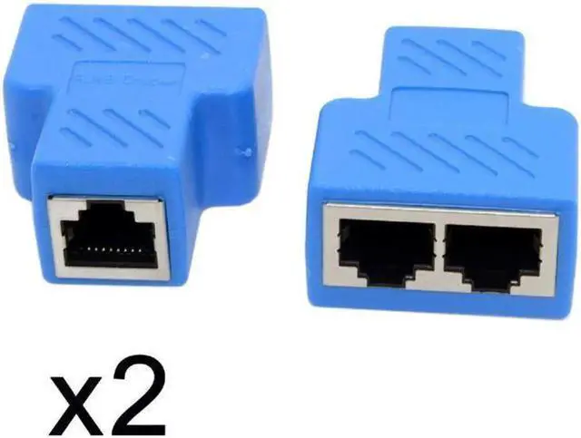 Main image of 2-Pack Cat6 RJ45 Splitter Adapter, 8P8C Male to Dual Female Network Converter, Shielded STP/UTP Ethernet Switcher Plug for Home & Office LAN Connection