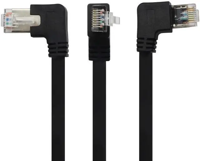 Alt view image 7 of 7 - 60cm Left Angled 90 Degree Panel Mount RJ45 Extension Cable, Shielded Male to Female LAN Extender Cord with Screw Hole, Compatible with Cat5/Cat5e/Cat6 for Cabinet & Equipment Installation