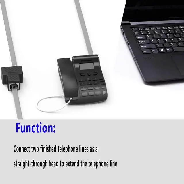 Alt view image 5 of 7 - 2Pcs RJ11 Phone Jack Splitter, 6P6C 1 to 2 Female Telephone Inline Coupler, Landline Fax Extension Adapter for Home and Office Telephone Connection