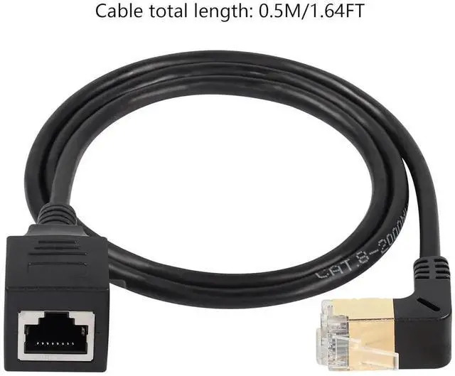 Alt view image 4 of 5 - 0.5M Up Angle Cat8 Ethernet Extension Cable, Male to Female RJ45 LAN Patch Cord, 40Gbps 2000MHz High Speed Network Cable for Router, Modem, PC, Laptop and Smart TV