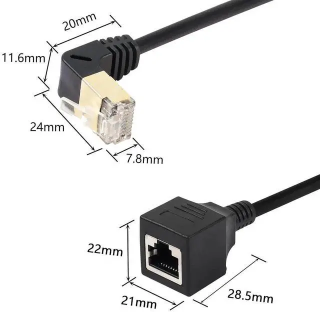 Alt view image 2 of 5 - 0.5M Up Angle Cat8 Ethernet Extension Cable, Male to Female RJ45 LAN Patch Cord, 40Gbps 2000MHz High Speed Network Cable for Router, Modem, PC, Laptop and Smart TV