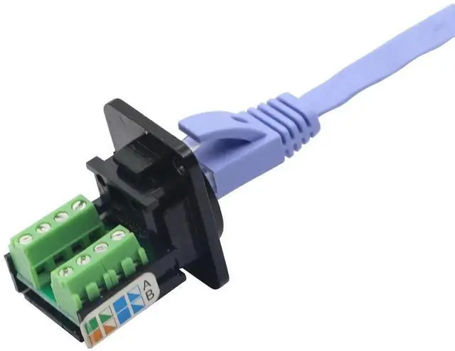 Alt view image 5 of 7 - D-Type Panel Mount RJ45 8P8C Solderless Terminal Connector, Cat5e Keystone Jack Crimp-Free Female Network Extender, Screw Mount Ethernet Data Adapter for Cabinet & Equipment Installation