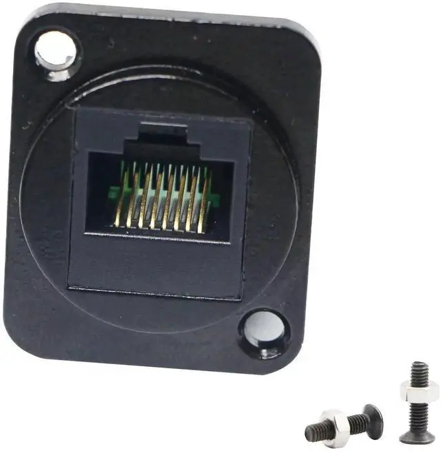 Alt view image 7 of 7 - D-Type Panel Mount RJ45 8P8C Solderless Terminal Connector, Cat5e Keystone Jack Crimp-Free Female Network Extender, Screw Mount Ethernet Data Adapter for Cabinet & Equipment Installation