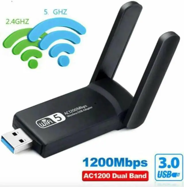 Main image of AC1200 Dual Band USB 3.0 WiFi Adapter, 1200Mbps Long Range Wireless Network Adapter with High Gain Antennas, 5GHz & 2.4GHz Dual Band for Desktop Laptop