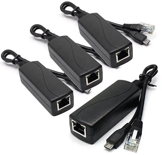 Main image of 4Pack Active 5V 2.4A PoE Splitter Adapter, IEEE 802.3af 48V to 5V Micro USB PoE Converter for Raspberry Pi, IP Camera, Dropcam, Tablet and Universal 5V Devices