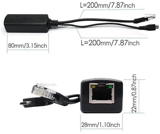 Alt view image 4 of 6 - 4Pack Active 5V 2.4A PoE Splitter Adapter, IEEE 802.3af 48V to 5V Micro USB PoE Converter for Raspberry Pi, IP Camera, Dropcam, Tablet and Universal 5V Devices