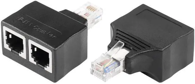 Main image of 2-Pack RJ11 Phone Jack Splitter, 6P6C Male to 2 Female Telephone Splitter Inline Coupler, Landline Phone Extension Adapter for Fax, Home Telephone and Office Landline Devices