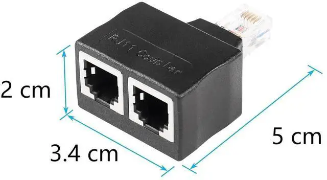 Alt view image 4 of 7 - 2-Pack RJ11 Phone Jack Splitter, 6P6C Male to 2 Female Telephone Splitter Inline Coupler, Landline Phone Extension Adapter for Fax, Home Telephone and Office Landline Devices