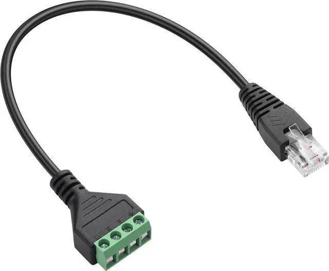 Main image of RJ45 Male to 4 Pin Screw Terminal Adapter, Solderless Terminal Block Connector, 3456 Pinout Network Signal Transmission Extension Adapter for Monitoring & Weak Current Wiring