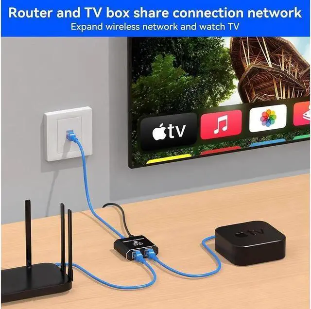 Alt view image 2 of 7 - 1 to 2 Port Gigabit Ethernet Splitter, 1000Mbps RJ45 Network Splitter Adapter with USB Power Supply, LAN Extension Connector Support 2 Devices Simultaneous Networking, Compatible with Cat5 Cat5e Cat6