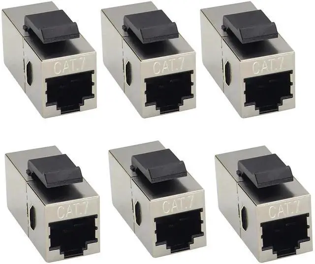 Main image of 6 Pack Cat7 Shielded Keystone Jack Inline Coupler, 10Gbps RJ45 Female to Female Wall Plate Keystone Coupler, Universal Cabling Connector Compatible with Cat7/Cat6A/Cat6/Cat5e/Cat5 Ethernet Cables