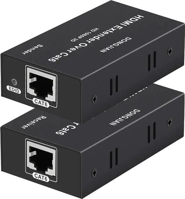 Main image of HDMI Extender Over Single Cat5e/Cat6/Cat7 Cable, 196ft Range HDMI Balun Transmitter and Receiver, 1080P 3D HDMI 1.4a Repeater with HDCP & EDID Support