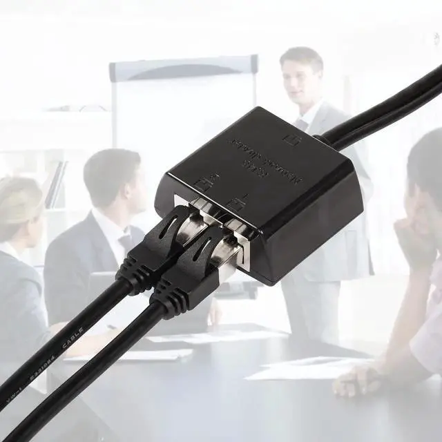 Alt view image 2 of 7 - 1 to 2 Male RJ45 Network Splitter Adapter, 1000Mbps Gigabit Ethernet Cable Splitter, LAN Extension Connector for 2 Devices Simultaneous Internet Sharing, Black