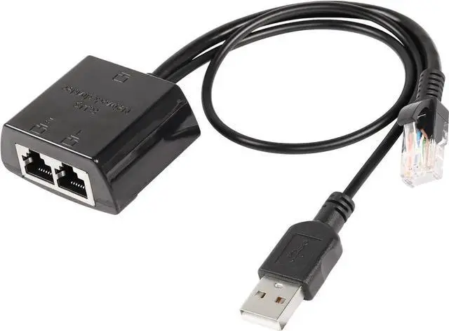 Main image of 1 to 2 Male RJ45 Network Splitter Adapter, 1000Mbps Gigabit Ethernet Cable Splitter, LAN Extension Connector for 2 Devices Simultaneous Internet Sharing, Black
